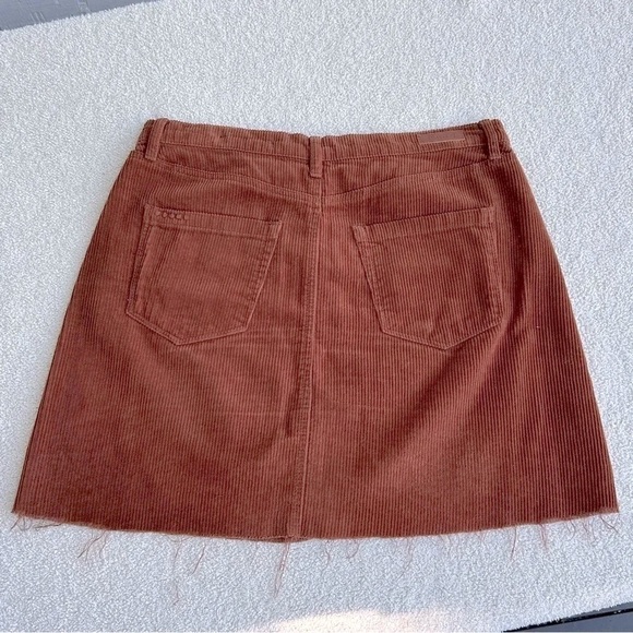 BlankNYC Atlas Rusty Brown Corduroy Cotton Raw Hem Mini Skirt Fall Transition 28 - Picture 2 of 8